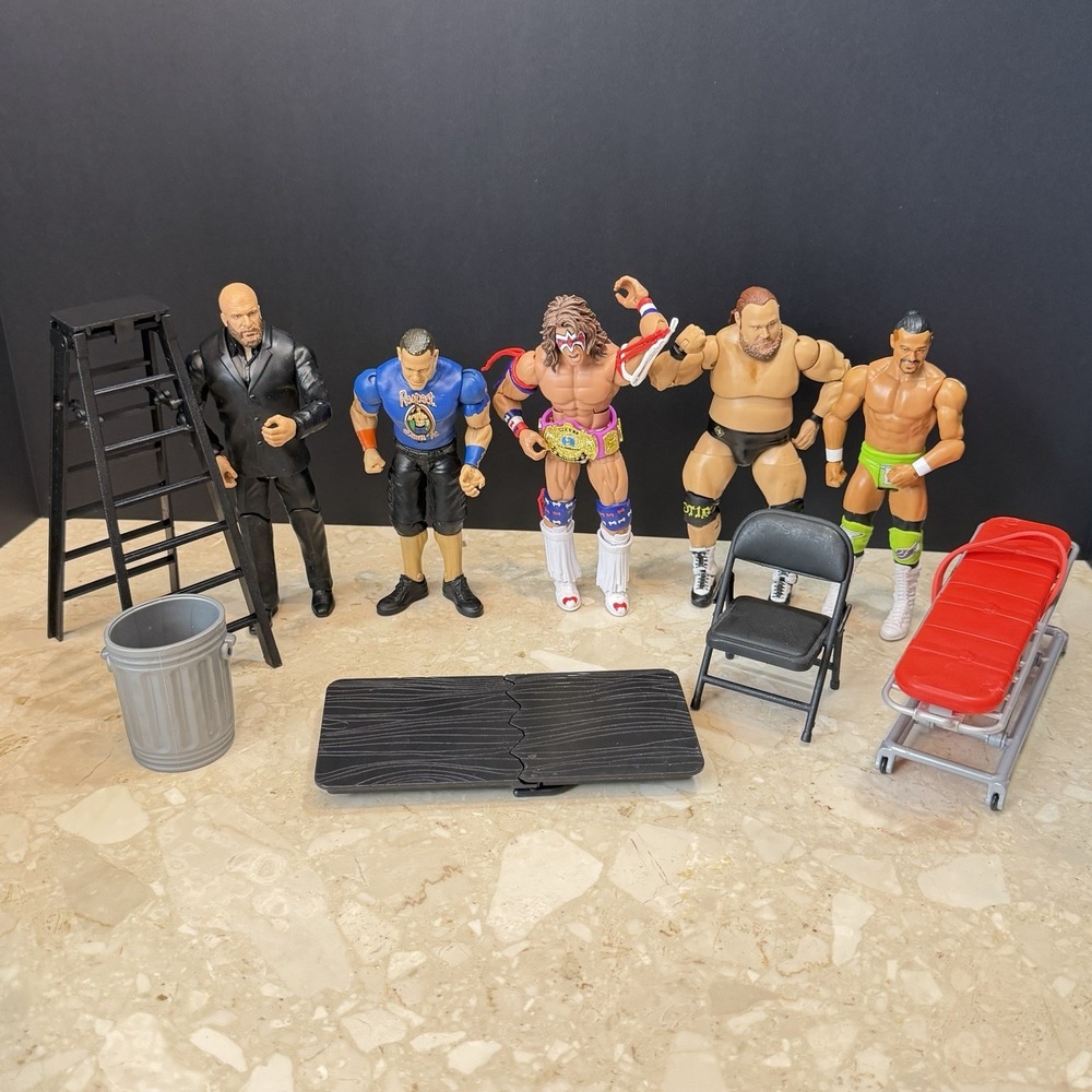 WWE Mattel Wrestling Action Figure Lot Of 5 Triple H Cena Ultimate Warrior Garza